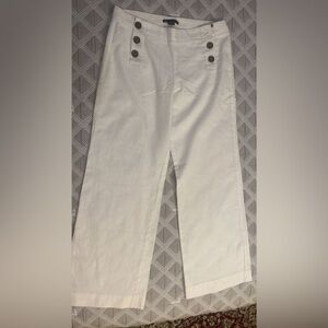 Armani Exchange Linen White Wide-Leg Trousers
